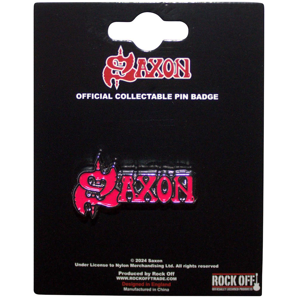 Saxon - Red Logo Pin - Rood